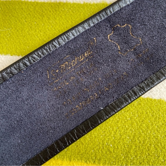 Vintage M&S St Michael Black Soft Leather Wide Belt Large Buckle Fits 10 12 31” - Picture 5 of 6